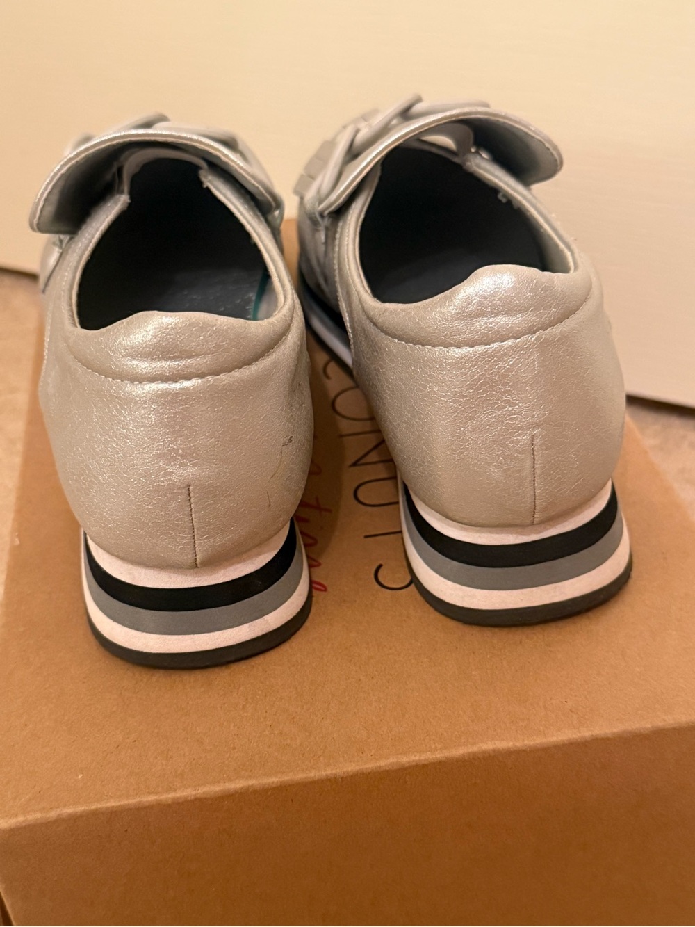 COCONUTS BY MATISSE: Silver Perforated Slip-On Sneakers with Fringe. Size: 6 - Picture 4 of 4